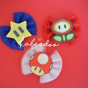 Mario hair bow, super Mario kart headband, universal studios hair clip  Super Mario Birthday bow, Gift for girls, mario pigtails