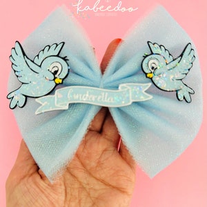 Cinderella hair bow, Disney park princess bow, big tulle Cinderella bow for girl, Princess headband for babies, princess birthday gift