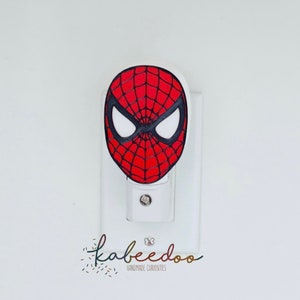 Spiderman night light, boy nursery decoration, superhero bedroom decor, kid light plug in lamp, avengers wall night light led lamp