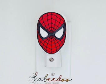 Spiderman night light, boy nursery decoration, superhero bedroom decor, kid light plug in lamp, avengers wall night light led lamp