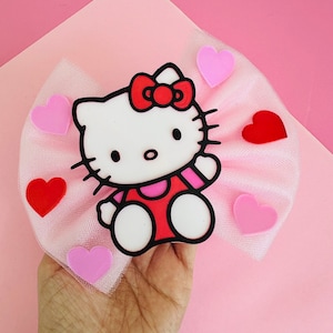 Kitty hair bow Kawaii Kitty headband Hello cat bow H kitty girl gift bow kitty cat kawaii girls clip toddler birthday kitty coquette bow