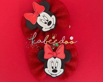 Minnie hair bows, minnie mouse pigtails, minnie clasic big hair bow, Disney bow,  Disney park accesory, red minnie birthday bow