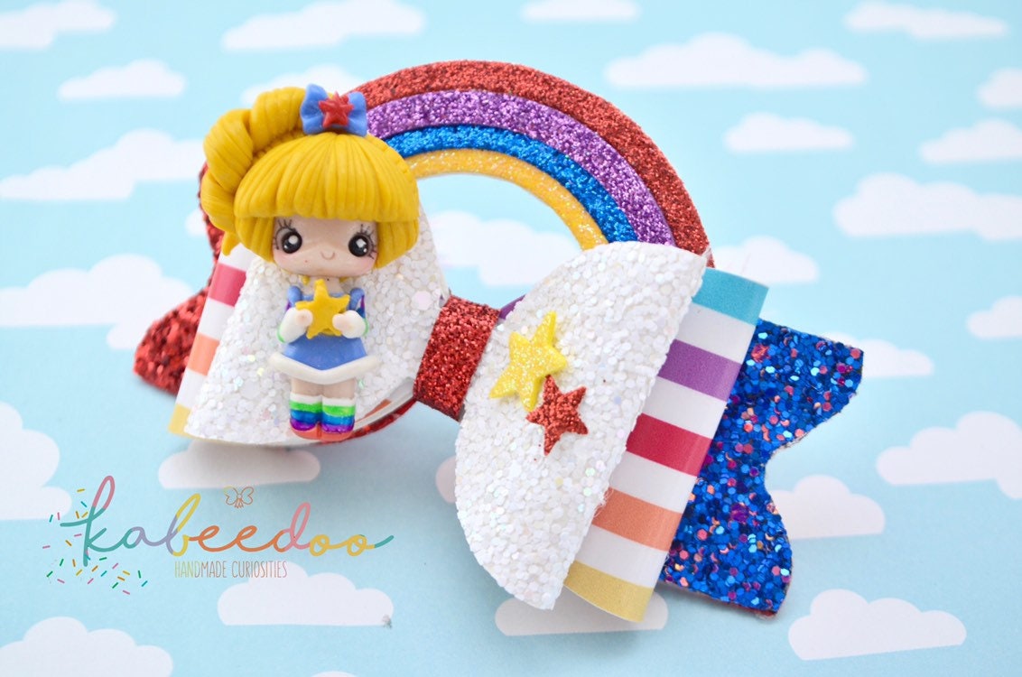 Rainbow Brite Bow Rainbow Bright Hair Bow Rainbow Brite Etsy