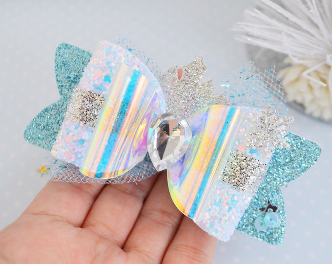 Elsa Bow, Elsa Princess Bow, Frozen Hair Bow, Disney Princess Elsa Hair ...