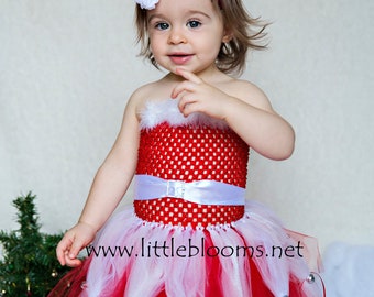 Baby girl first Christmas outfit girl, Christmas tutu dress for girls, Toddler girls holiday dress, Christmas photo outfit Santa tutu outfit