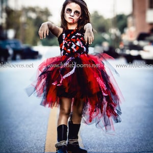 Zombie tutu dress, Girls zombie costume kids, Toddler girl halloween costume, Tween girls halloween costume, Zombie cheerleader costume for image 1