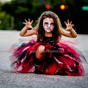 Zombie tutu dress, Girls zombie costume kids, Toddler girl halloween costume, Tween girls halloween costume, Zombie cheerleader costume for image 5