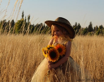 Sunflower tutu dress for girls, Rustic flower girl dress, Toddler girl Thanksgiving outfit, Sunflower wedding Jr bridesmaid dress, Fall