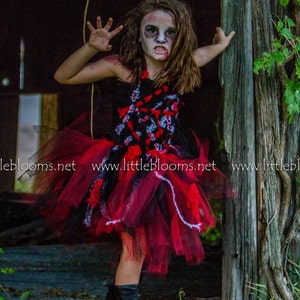 Zombie tutu dress, Girls zombie costume kids, Toddler girl halloween costume, Tween girls halloween costume, Zombie cheerleader costume for image 4