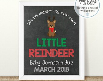 Christmas Pregnancy Announcement INSTANT DOWNLOAD Printable PDF with Editable Text Santa coming to town Photo Prop AN02L 8x10 Sign