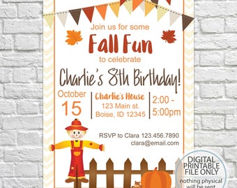 fall birthday invite etsy