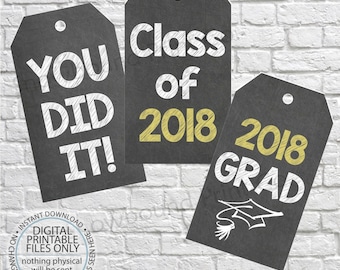printable graduation gift tags class of 2018 high school etsy