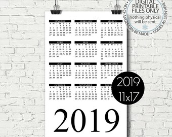 printable calendar 2019 yearly
