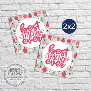 Printable Best Teacher Ever Gift Tags, Teacher Gift Tags, Apple Thank You Tag, Teacher Appreciation Printable, Teacher Favor Tags