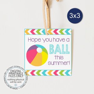 Hope You Have a Ball This Summer Tag, End of School Year Tag, End of Year Treat Tag, Printable End of Year Favor Tag, Kids Tags for school