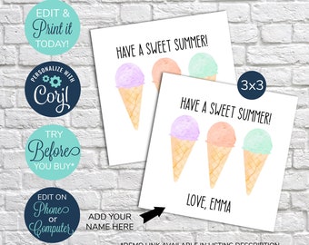 EDITABLE Have a Sweet Summer Tag, End of School Year Tag, Popsicle Tag, End of Year Treat Tag, Printable End of Year Favor Tag, Kids Tags