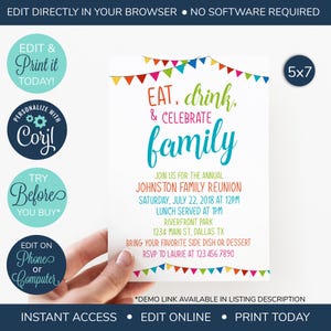 EDITABLE Family Reunion Invitation, Summer Family Reunion, Reunion Invitation, Family Party, Summer Party, BBQ, Picnic, Family Barbecue