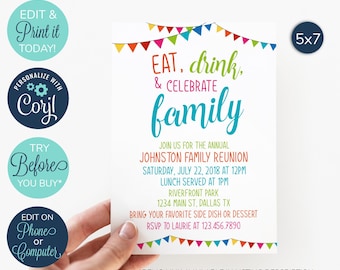 EDITABLE Family Reunion Invitation, Summer Family Reunion, Reunion Invitation, Family Party, Summer Party, BBQ, Picnic, Family Barbecue