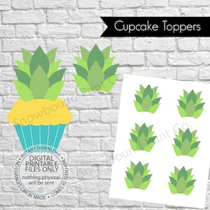 Printable Pineapple Cupcake Toppers, Printable Birthday Cupcake Picks, Luau Birthday printable, Aloha birthday, Hawaiian theme, Pineapple