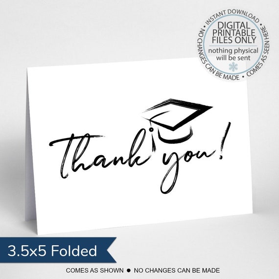 printable graduation thank you card appreciation card etsy