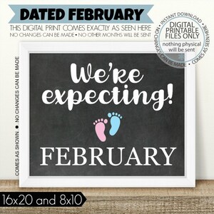 PRINTABLE Pregnancy Announcement, We&#39;re Expecting, Printable Pregnancy Sign, Chalkboard Sign, Baby Announcement, boy or girl, Pink or Blue