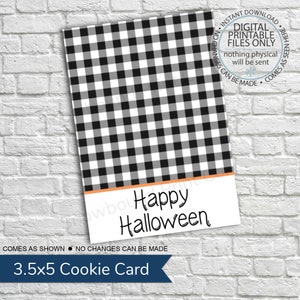PRINTABLE Mini Cookie Card - 3.5&quot;x5&quot; - Happy Halloween, Halloween Cookie Card, Halloween Gift Card, Halloween Cookie, Pumpkin, Fall Cookie