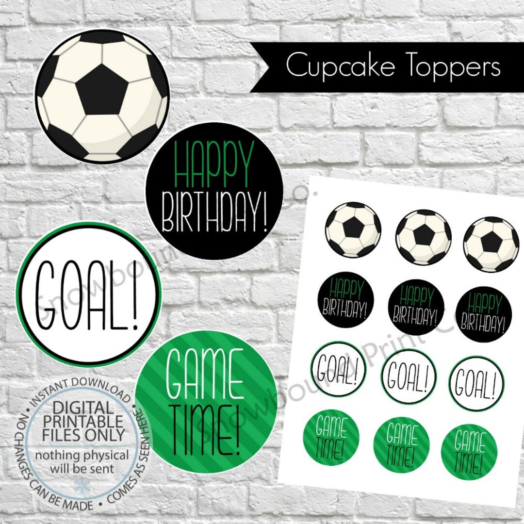 Printable Soccer Cupcake Toppers, Printable Birthday Cupcake Picks ...