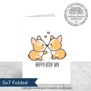 Tarjeta imprimible del Día de San Valentín, Tarjeta de felicitación Happy Boop Day, Tarjeta Corgi, Tarjeta de amantes de los perros, Tarjeta de amor, Tarjeta de aniversario, Tarjeta del Día de la Madre