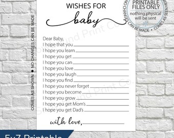 Printable Wishes for Baby Shower Game, Shower Wishes for Baby, Baby Sprinkle Game, Guest Book alternative, Gender Neutral, Advice for Parent
