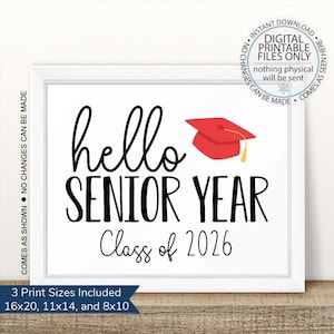Senior Class of 2026, First Day of Senior Year Sign, Printable First Day, Back To School, First Day of School Printable Sign, Senior Year