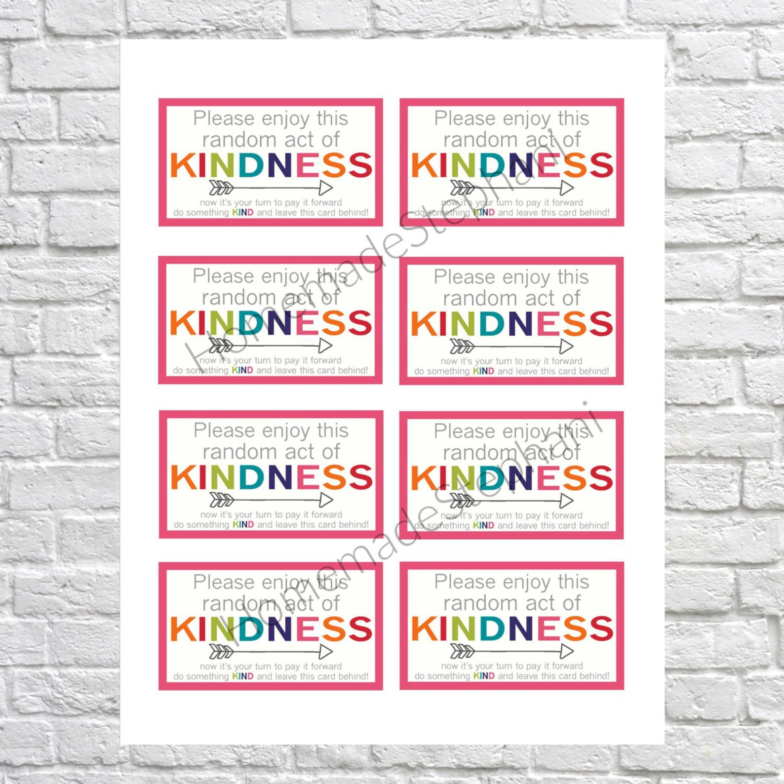 Printable Random Act of Kindness Cards RAOK Pay It Forward Etsy UK