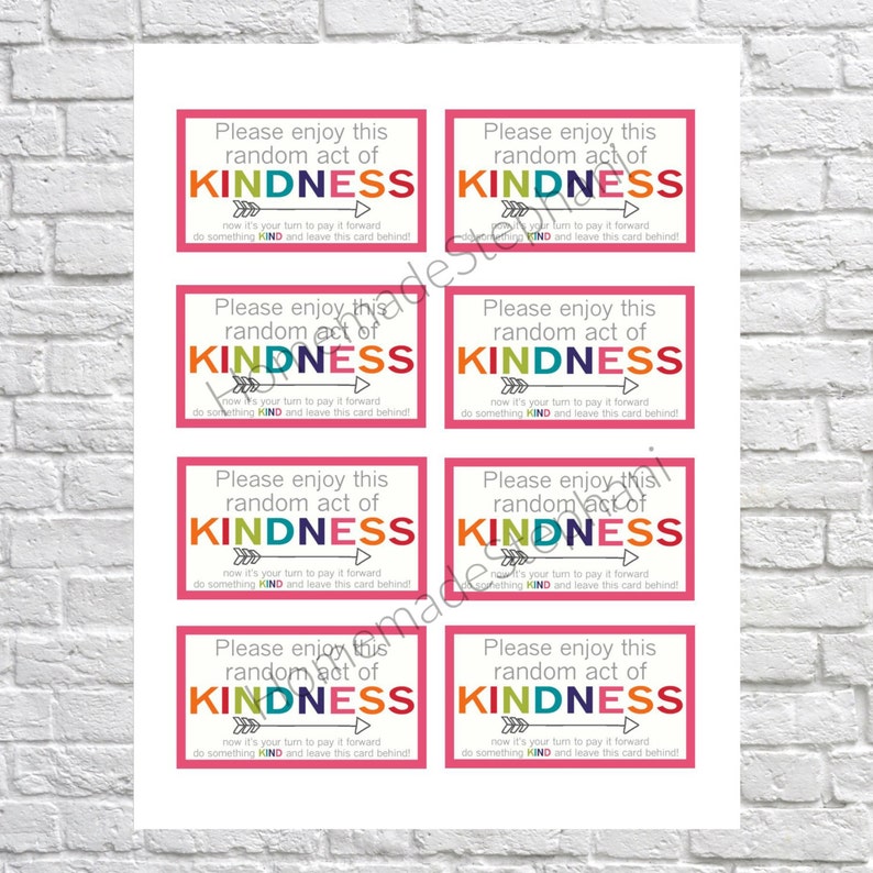 Printable Random Act of Kindness Cards RAOK Pay It Forward - Etsy