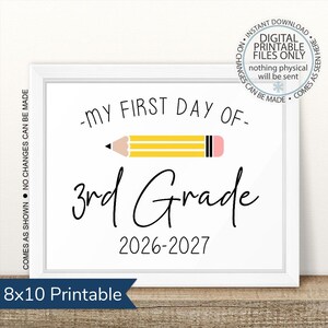 First Day of Third Grade 2026-2027, First Day of School Printable, First Day Picture, First Day Photo Prop, modern sign, school sign