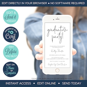 EDITABLE Electronic Class of 2025, Graduation Open House, Graduation Invitation, Graduation Party, High School, College Graduation