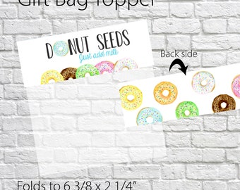 Afdrukbare gunst Tags, Donut zaden, Gift Bag Toppers, Donut verjaardag, Donut verjaardag Tags, Donut zaden Tags, Donut toppers, Donut gunsten