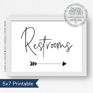 Printable Restroom Sign, Wedding Restroom, Bathroom Sign Printable ...