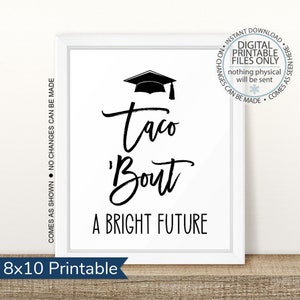 Afdrukbare Taco 'Bout a Bright Future Graduation Sign, Graduation Taco Bar Sign, Graduation Party Sign, Graduation Taco, High School, Nacho