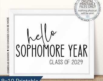 Imprimible para la clase de segundo año de 2029, Primer día del segundo año, Primer día, Regreso a clases, Letrero de pizarra del primer día de clases, Décimo grado