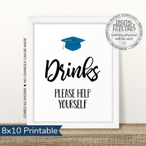 Printable Graduation Party Drink Station Sign, Open House Sign, Graduation Party, Beverages, Beverage Station Sign, Table Sign, Food Table