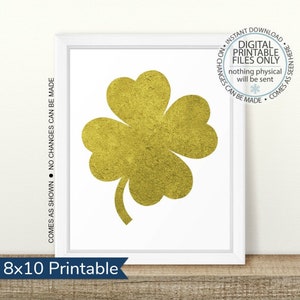 Gold Foil Shamrock Printable, Shamrock Print, St. Patrick&#39;s Day Decoration, Saint Patricks Day, Four Leaf Clover, St Patrick&#39;s Day, Clover