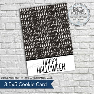 PRINTABLE Mini Cookie Card - 3.5&quot;x5&quot; - Happy Halloween, Halloween Cookie Card, Halloween Gift Card, Halloween Cookie, Pumpkin, Fall Cookie