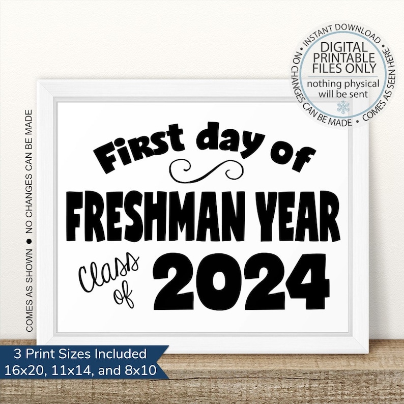 Printble First Day of Freshman Year I'm a Freshman Etsy