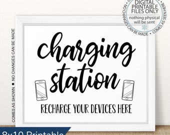 Charging Station Sign, Recharge Your Devices Here, Wedding Charge Bar, Recharge Here, Low Battery Charge, Table Sign, Reception sign