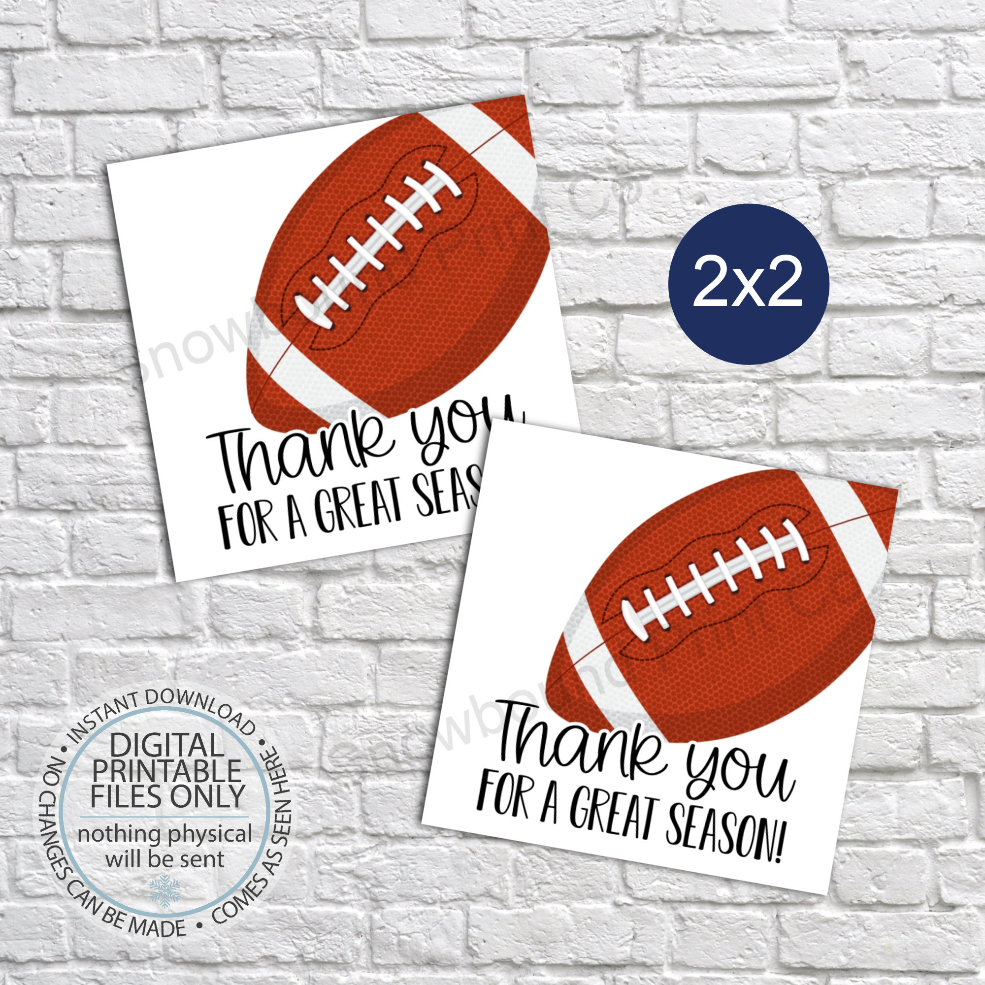 Printable Thank You Gift Tag for Football Coach, Gift idea for Football Coach Dad, Sports Thank You Tag, Thanks for a Great Season