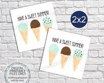 Printable Have a Sweet Summer Tag, End of School Year Tag, End of Year Treat Tag, Printable Popsicle Favor Tag, Popsicle Cool Summer Tag