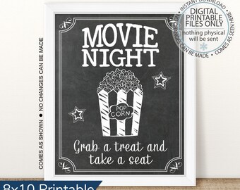 Afdrukbaar Popcorn Bar teken, Movie Night Popcorn tafel teken, Popcorn teken, Scoop Strooi genieten, voedsel tafel teken, Popcorn tabel afdrukbaar