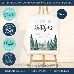 EDITABLE Woodland Baby Shower Welcome Sign, Woodland Printable, Rustic Sign, Shower Printable, Adventure Baby Shower, Woodland Baby