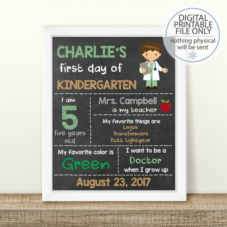 Printable Back to School Sign Personalized First Day of School Sign PRINTABLE First Day of School Sign Any Grade Chalkboard Photo Prop