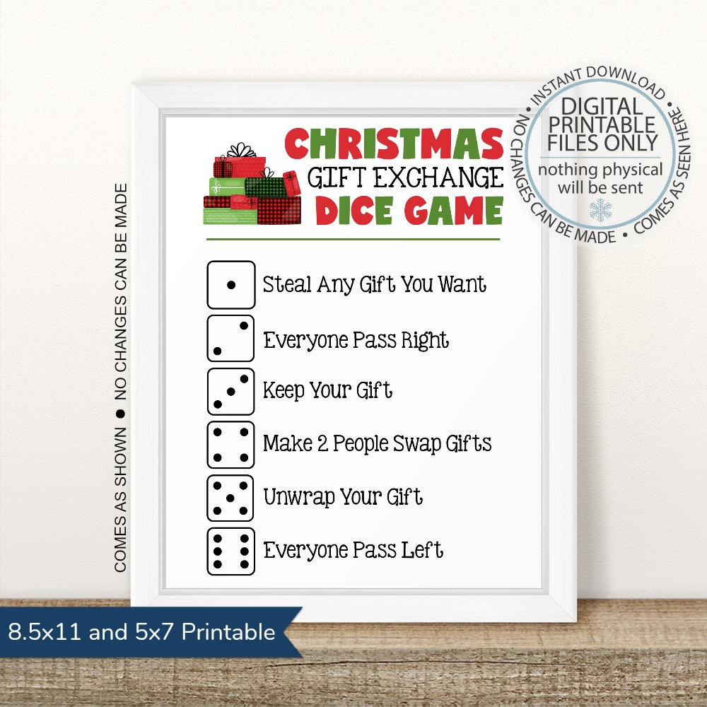 Printable Christmas Gift Exchange Dice Game Christmas Party - Etsy