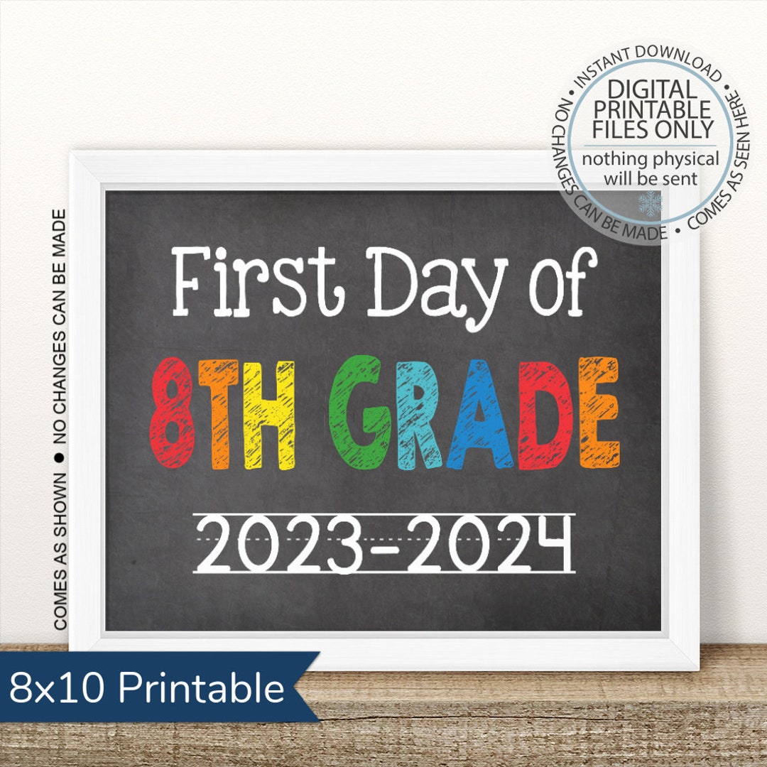 First Day of Eighth Grade 20232024 First Day of School Etsy